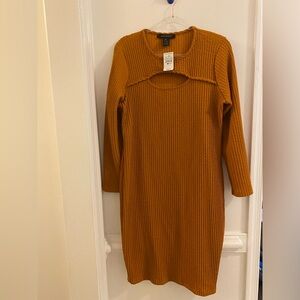 Ashley Stewart Mustard Ribbed Dress